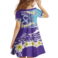 No Story Should End Too Soon Suicide Awareness Kid Short Sleeve Dress Purple And Teal Polynesian Ribbon LT14 - Polynesian Pride