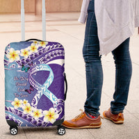No Story Should End Too Soon Suicide Awareness Luggage Cover Purple And Teal Polynesian Ribbon LT14 Purple - Polynesian Pride