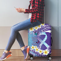 No Story Should End Too Soon Suicide Awareness Luggage Cover Purple And Teal Polynesian Ribbon LT14 - Polynesian Pride
