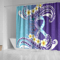 No Story Should End Too Soon Suicide Awareness Shower Curtain Purple And Teal Polynesian Ribbon