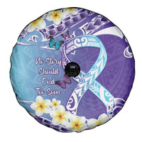 No Story Should End Too Soon Suicide Awareness Spare Tire Cover Purple And Teal Polynesian Ribbon LT14 - Polynesian Pride