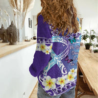 No Story Should End Too Soon Suicide Awareness Women Casual Shirt Purple And Teal Polynesian Ribbon LT14 - Polynesian Pride