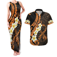 Liver Cancer Awareness Month Couples Matching Tank Maxi Dress and Hawaiian Shirt Awareness Is Key Orange Polynesian Ribbon LT14 Orange - Polynesian Pride