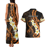 Liver Cancer Awareness Month Couples Matching Tank Maxi Dress and Hawaiian Shirt Awareness Is Key Orange Polynesian Ribbon LT14 - Polynesian Pride