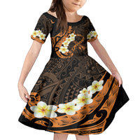 Liver Cancer Awareness Month Family Matching Off Shoulder Maxi Dress and Hawaiian Shirt Awareness Is Key Orange Polynesian Ribbon LT14 Daughter's Dress Orange - Polynesian Pride