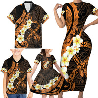 Liver Cancer Awareness Month Family Matching Short Sleeve Bodycon Dress and Hawaiian Shirt Awareness Is Key Orange Polynesian Ribbon LT14 - Polynesian Pride