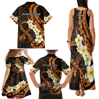 Liver Cancer Awareness Month Family Matching Tank Maxi Dress and Hawaiian Shirt Awareness Is Key Orange Polynesian Ribbon LT14 - Polynesian Pride