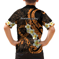 Liver Cancer Awareness Month Kid Hawaiian Shirt Awareness Is Key Orange Polynesian Ribbon LT14 - Polynesian Pride