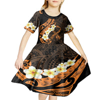 Liver Cancer Awareness Month Kid Short Sleeve Dress Awareness Is Key Orange Polynesian Ribbon LT14 - Polynesian Pride