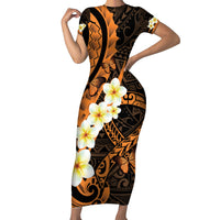 Liver Cancer Awareness Month Short Sleeve Bodycon Dress Awareness Is Key Orange Polynesian Ribbon LT14 Long Dress Orange - Polynesian Pride