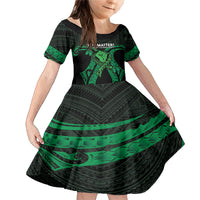 ADHD Awareness Month You Matter Family Matching Mermaid Dress and Hawaiian Shirt Green Polynesian Ribbon LT14 Daughter's Dress Green - Polynesian Pride
