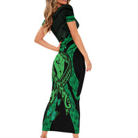 ADHD Awareness Month You Matter Family Matching Short Sleeve Bodycon Dress and Hawaiian Shirt Green Polynesian Ribbon LT14 - Polynesian Pride