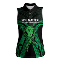 ADHD Awareness Month You Matter Women Sleeveless Polo Shirt Green Polynesian Ribbon LT14 Female Green - Polynesian Pride