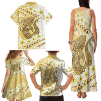 Gold Hawaii Shark Tattoo Family Matching Tank Maxi Dress and Hawaiian Shirt Frangipani With Polynesian Pastel Version LT14 - Polynesian Pride