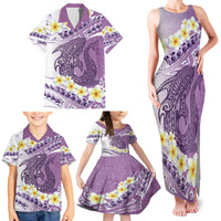 Purple Hawaii Shark Tattoo Family Matching Tank Maxi Dress and Hawaiian Shirt Frangipani With Polynesian Pastel Version LT14 - Polynesian Pride