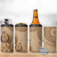 Brown Bula Fiji 4 in 1 Can Cooler Tumbler Fijian Dance Fan Tapa Cloth Pattern LT14 - Polynesian Pride