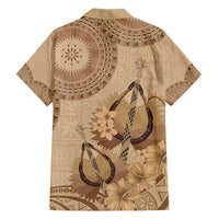 Brown Bula Fiji Family Matching Summer Maxi Dress and Hawaiian Shirt Fijian Dance Fan Tapa Cloth Pattern LT14 - Polynesian Pride