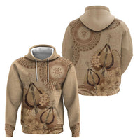 Brown Bula Fiji Zip Hoodie Fijian Dance Fan Tapa Cloth Pattern