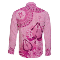 Pink Bula Fiji Family Matching Short Sleeve Bodycon Dress and Hawaiian Shirt Fijian Dance Fan Tapa Cloth Pattern LT14 - Polynesian Pride