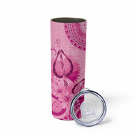 Pink Bula Fiji Skinny Tumbler Fijian Dance Fan Tapa Cloth Pattern LT14 - Polynesian Pride