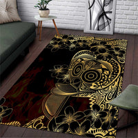 Frangipani Festival Rabaul Area Rug PNG Tribal Baining Mask Tattoo LT14 Black - Polynesian Pride