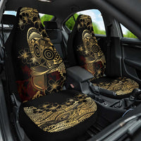 Frangipani Festival Rabaul Car Seat Cover PNG Tribal Baining Mask Tattoo LT14 One Size Black - Polynesian Pride