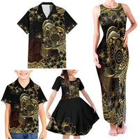 Frangipani Festival Rabaul Family Matching Tank Maxi Dress and Hawaiian Shirt PNG Tribal Baining Mask Tattoo LT14 - Polynesian Pride