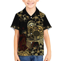 Frangipani Festival Rabaul Kid Hawaiian Shirt PNG Tribal Baining Mask Tattoo LT14 Kid Black - Polynesian Pride