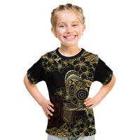 Frangipani Festival Rabaul Kid T Shirt PNG Tribal Baining Mask Tattoo LT14 Black - Polynesian Pride