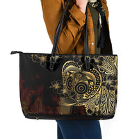 Frangipani Festival Rabaul Leather Tote Bag PNG Tribal Baining Mask Tattoo LT14 - Polynesian Pride