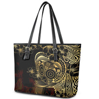 Frangipani Festival Rabaul Leather Tote Bag PNG Tribal Baining Mask Tattoo LT14 - Polynesian Pride