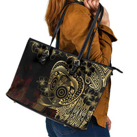 Frangipani Festival Rabaul Leather Tote Bag PNG Tribal Baining Mask Tattoo LT14 - Polynesian Pride