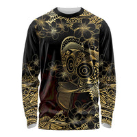 Frangipani Festival Rabaul Long Sleeve Shirt PNG Tribal Baining Mask Tattoo LT14 Unisex Black - Polynesian Pride