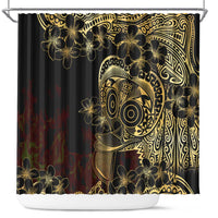 Frangipani Festival Rabaul Shower Curtain PNG Tribal Baining Mask Tattoo LT14 Black - Polynesian Pride
