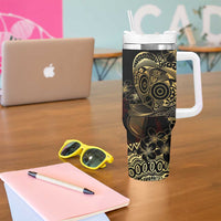 Frangipani Festival Rabaul Tumbler With Handle PNG Tribal Baining Mask Tattoo LT14 - Polynesian Pride