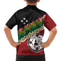 Frangipani Festival Rabaul East New Britain Family Matching Off The Shoulder Long Sleeve Dress and Hawaiian Shirt Dukduk Dance With Plumeria LT14 - Polynesian Pride