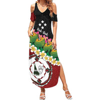 Frangipani Festival Rabaul East New Britain Family Matching Summer Maxi Dress and Hawaiian Shirt Dukduk Dance With Plumeria LT14 Mom's Dress Red - Polynesian Pride