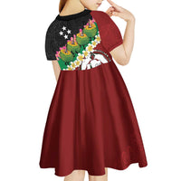 Frangipani Festival Rabaul East New Britain Kid Short Sleeve Dress Dukduk Dance With Plumeria LT14 - Polynesian Pride