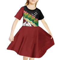 Frangipani Festival Rabaul East New Britain Kid Short Sleeve Dress Dukduk Dance With Plumeria LT14 - Polynesian Pride