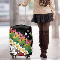 Frangipani Festival Rabaul East New Britain Luggage Cover Dukduk Dance With Plumeria LT14 - Polynesian Pride