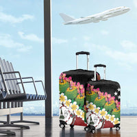 Frangipani Festival Rabaul East New Britain Luggage Cover Dukduk Dance With Plumeria LT14 - Polynesian Pride