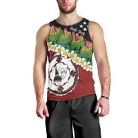 Frangipani Festival Rabaul East New Britain Men Tank Top Dukduk Dance With Plumeria LT14 - Polynesian Pride