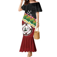 Frangipani Festival Rabaul East New Britain Mermaid Dress Dukduk Dance With Plumeria LT14 Women Red - Polynesian Pride
