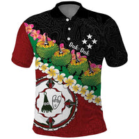 Frangipani Festival Rabaul East New Britain Polo Shirt Dukduk Dance With Plumeria LT14 Red - Polynesian Pride