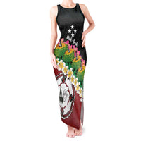Frangipani Festival Rabaul East New Britain Tank Maxi Dress Dukduk Dance With Plumeria LT14 Women Red - Polynesian Pride