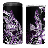 Purple Black Aloha Hawaii 4 in 1 Can Cooler Tumbler Polynesian Shark Tattoo Plumeria LT14 One Size: 16 oz Purple - Polynesian Pride