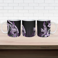 Purple Black Aloha Hawaii Ceramic Mug Polynesian Shark Tattoo Plumeria