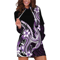 Purple Black Aloha Hawaii Hoodie Dress Polynesian Shark Tattoo Plumeria LT14 Purple - Polynesian Pride