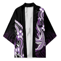 Purple Black Aloha Hawaii Kimono Polynesian Shark Tattoo Plumeria