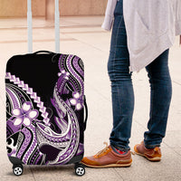 Purple Black Aloha Hawaii Luggage Cover Polynesian Shark Tattoo Plumeria